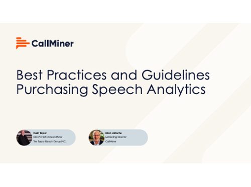 Best Practices and Guidelines Purchasing Speech Analytics
