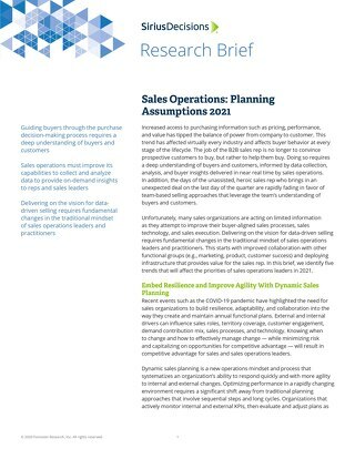 SiriusDecisions | Sales Operations: Planning Assumptions 2021