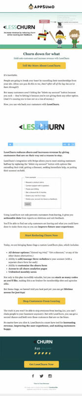 Churn Down For What Email Subject by AppSumo - Swipe File