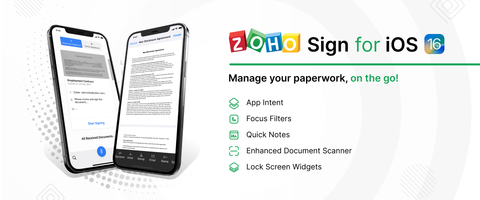 Zoho Sign for iOS 16 : App Intents, Quick Notes, and more
