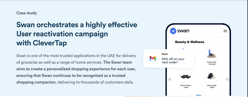 Swan orchestrates a highly effective User reactivation campaign with CleverTap