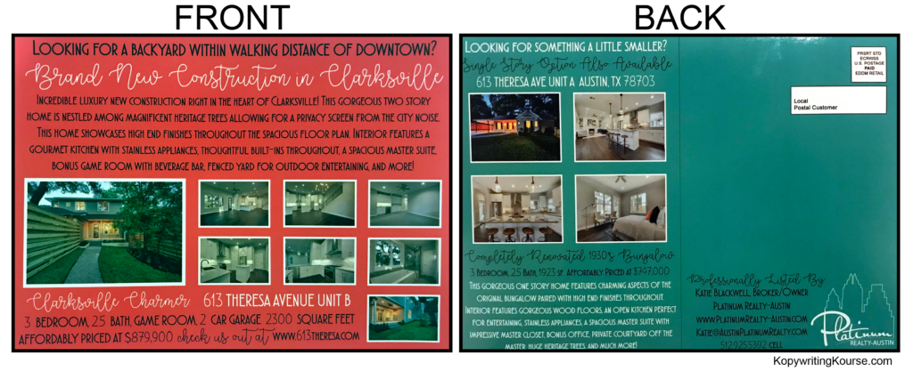 Full Real Estate Listing On Postcard - Swipe File