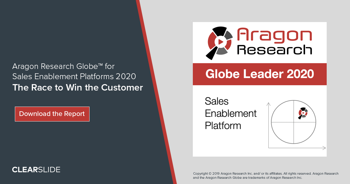 ClearSlide Named a Leader in Aragon Research's Globe™ for Sales Enablement Platforms for the Fourth Time!