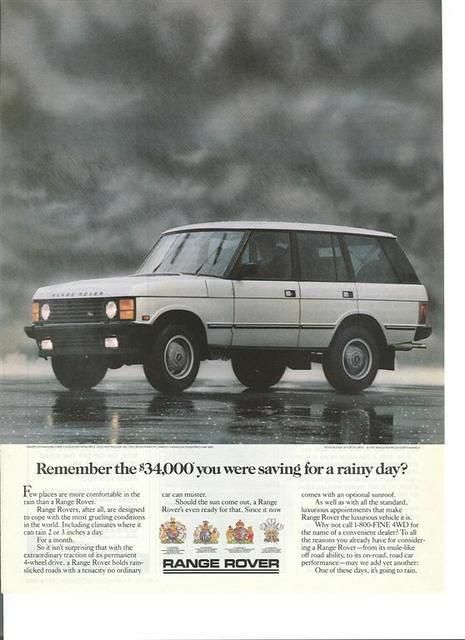 Range Rover ad with a clever price call out headline - Swipe File