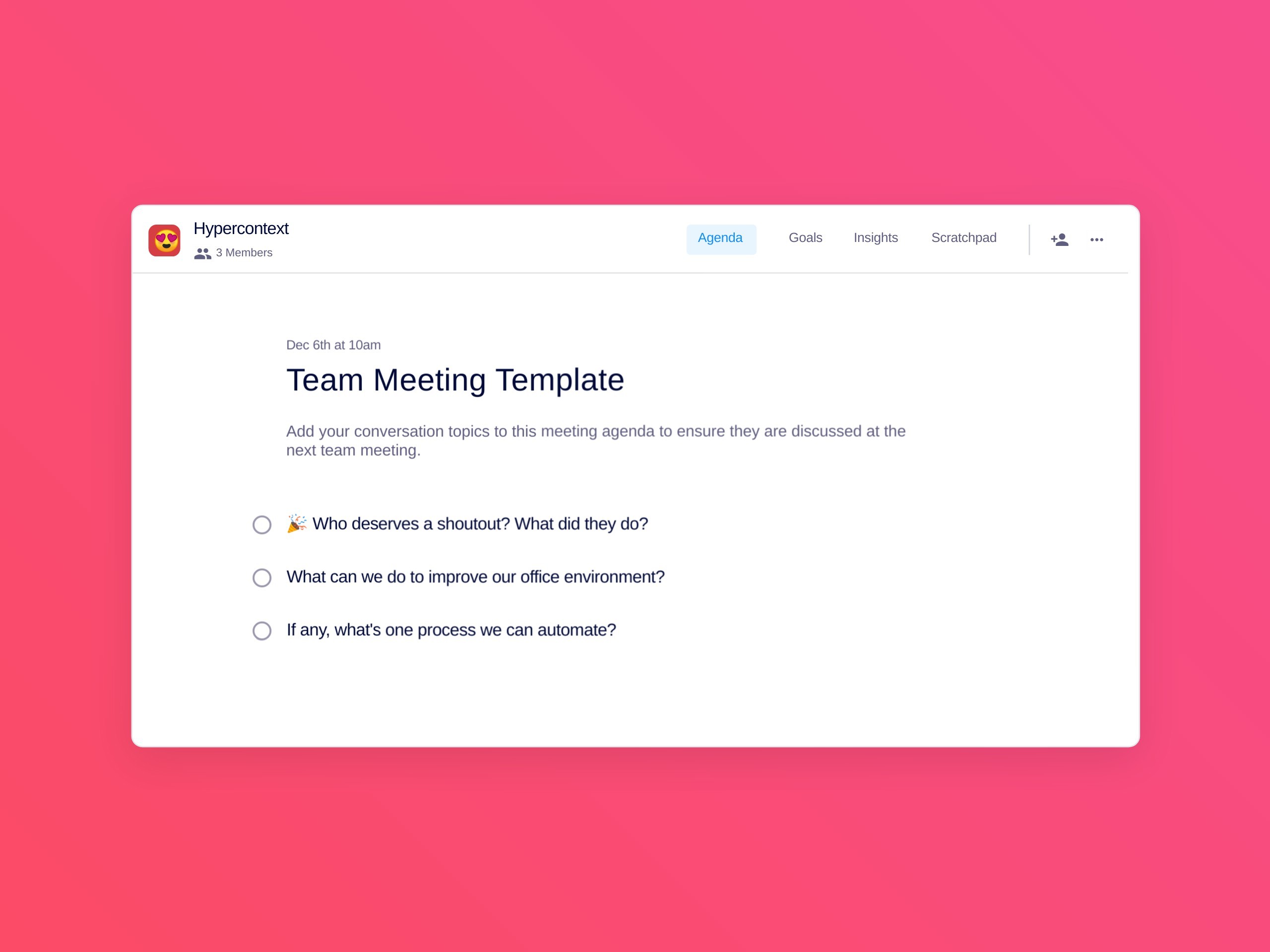 Team meeting template template (3 topics and ideas)