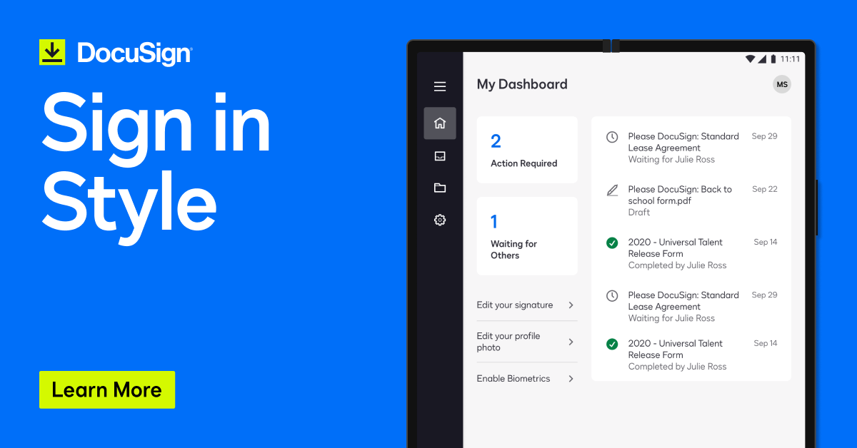 DocuSign eSignature Mobile Updates: Improvements for Large Screens and More