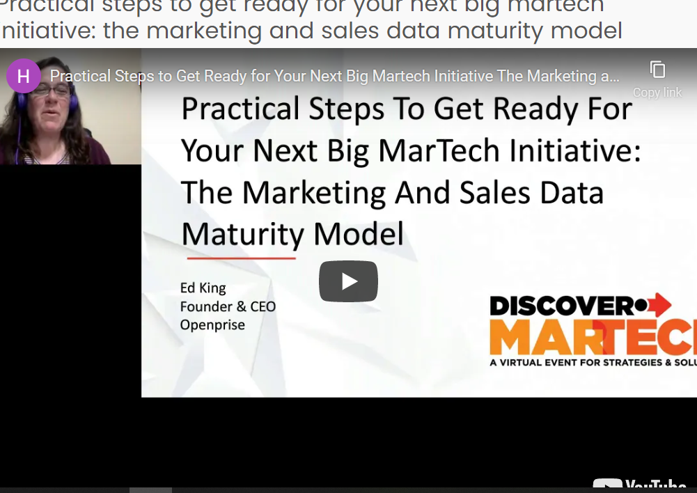 Practical steps to get ready for your next big martech initiative: the marketing and sales data maturity model