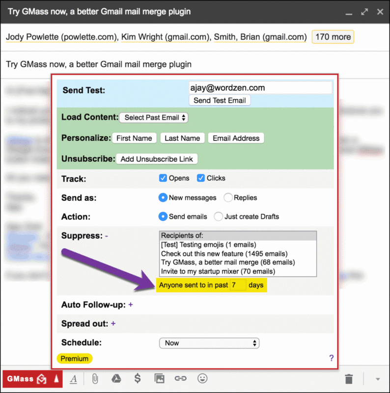 Suppress addresses by number of days since last email