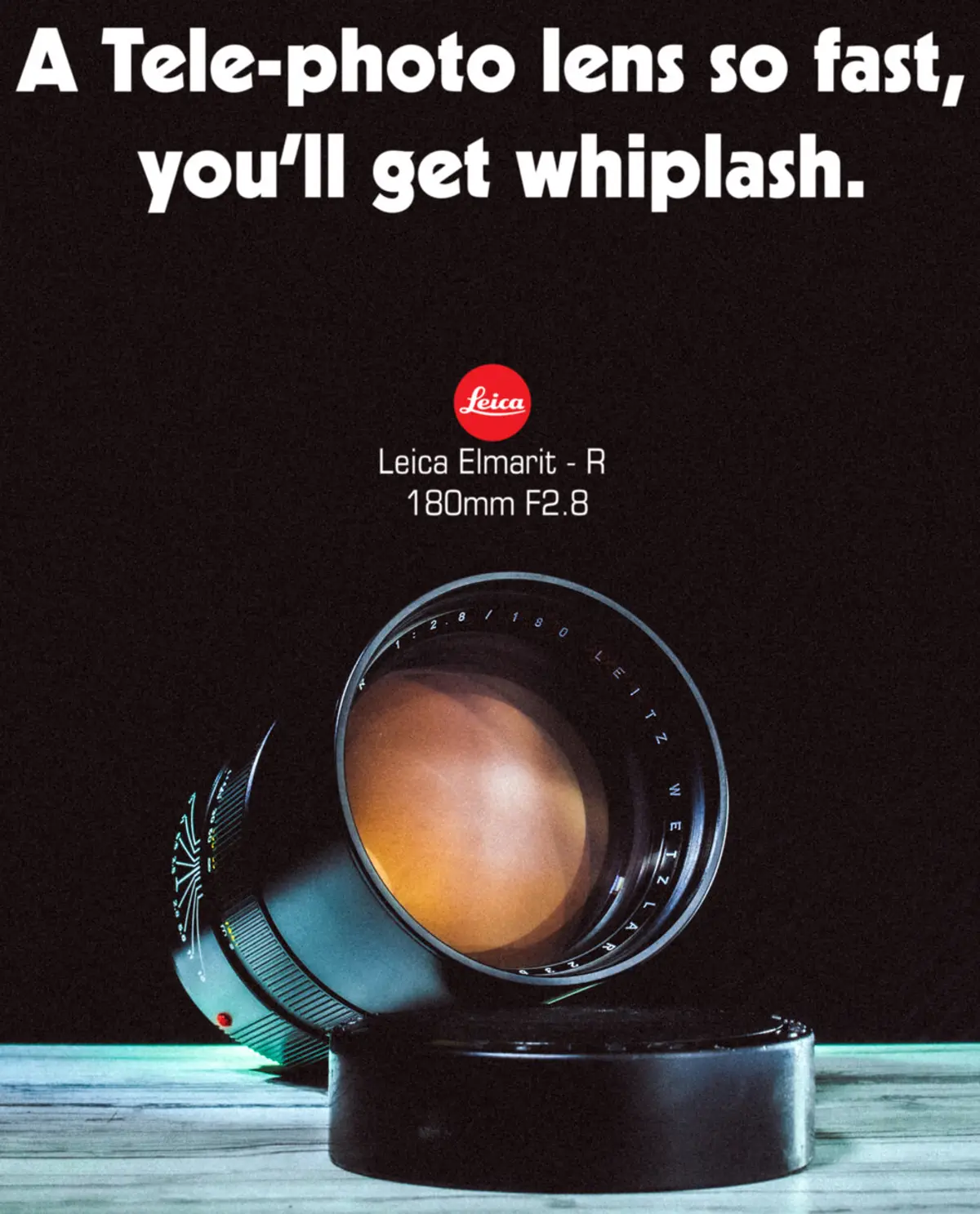 Vintage camera lens ad simple headline - Swipe File