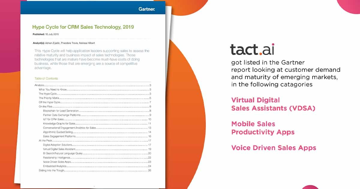 Tact.ai Named in Gartner Hype Cycle Report for CRM Technology 2019