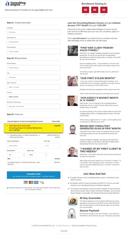Foundr Consulting Course Sales Page - Swipe File