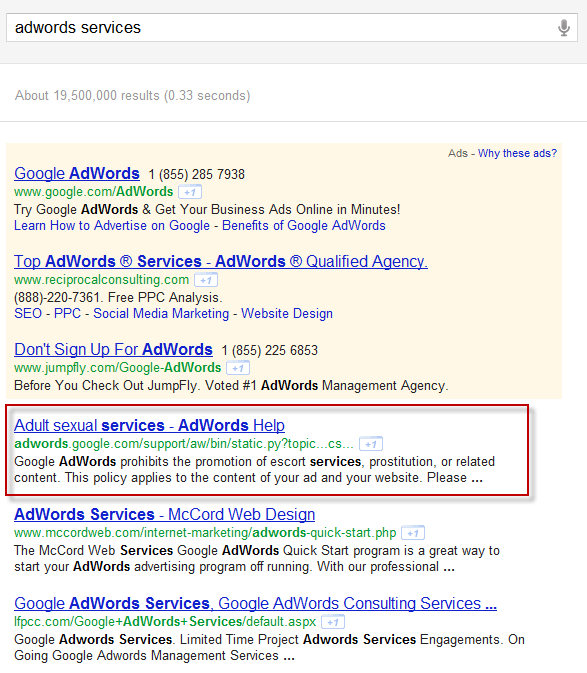 What Do Adult Sexual Services Have to Do with AdWords?