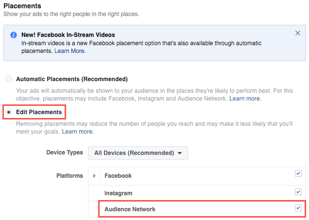 Facebook In-Stream Video Ads as a Placement