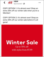 H&M Copy Options Email Template - Swipe File