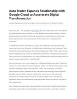 Auto Trader Expands Relationship with Google Cloud to Accelerate Digital Transformation