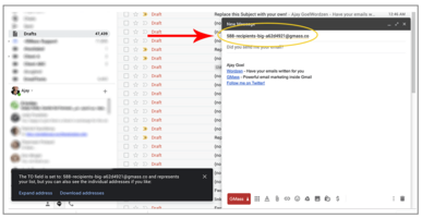 New option to view and download email lists directly inside the Gmail Compose window
