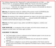 Free Sublease Agreement Template