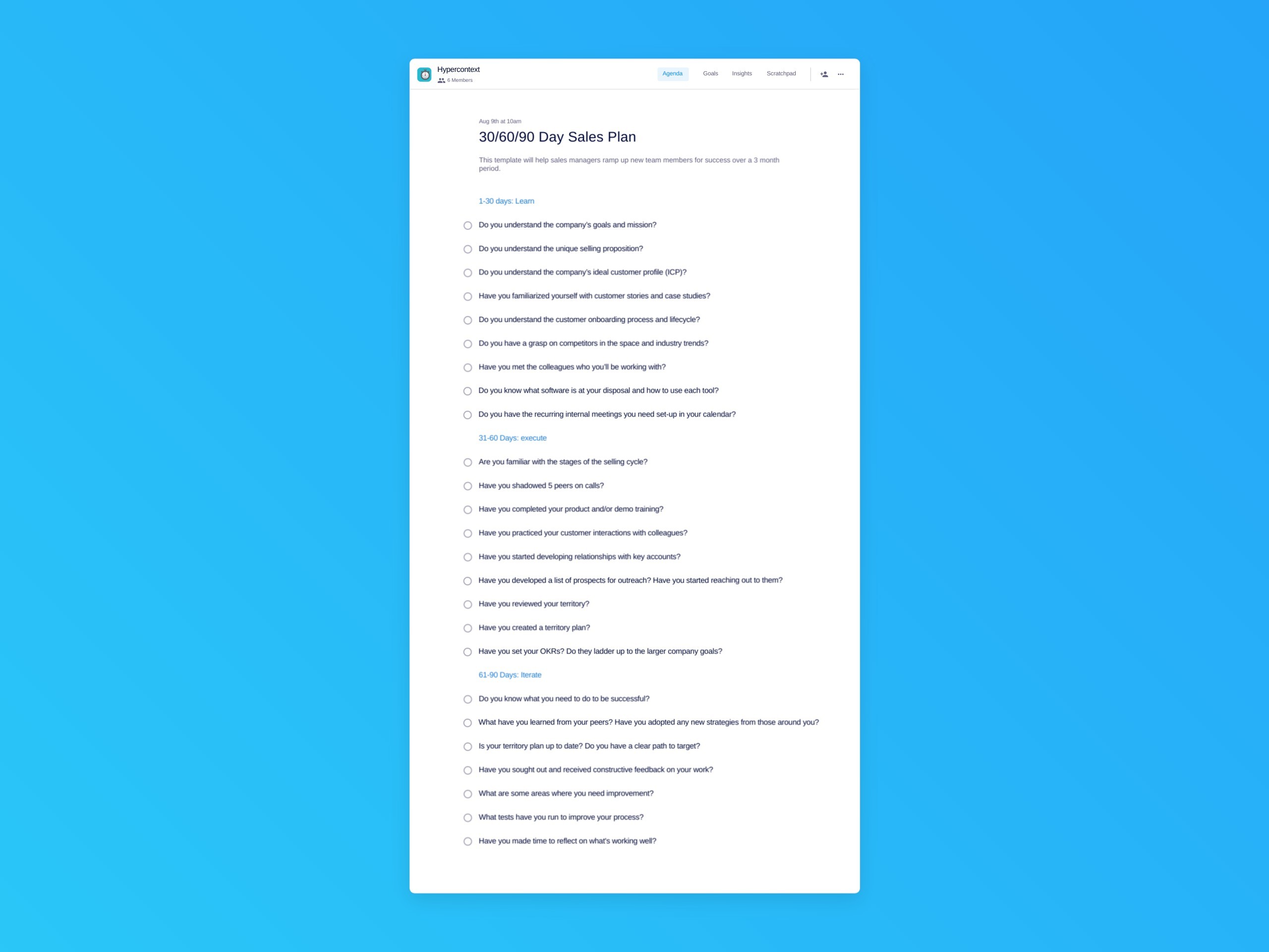 30/60/90 day sales plan template (25 topics and ideas)