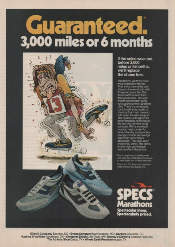 Vintage sneaker ad with unique selling point - Swipe File