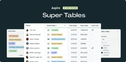 Customize Your Influencer Campaign Workflow with Aspire's Super Tables | Aspire